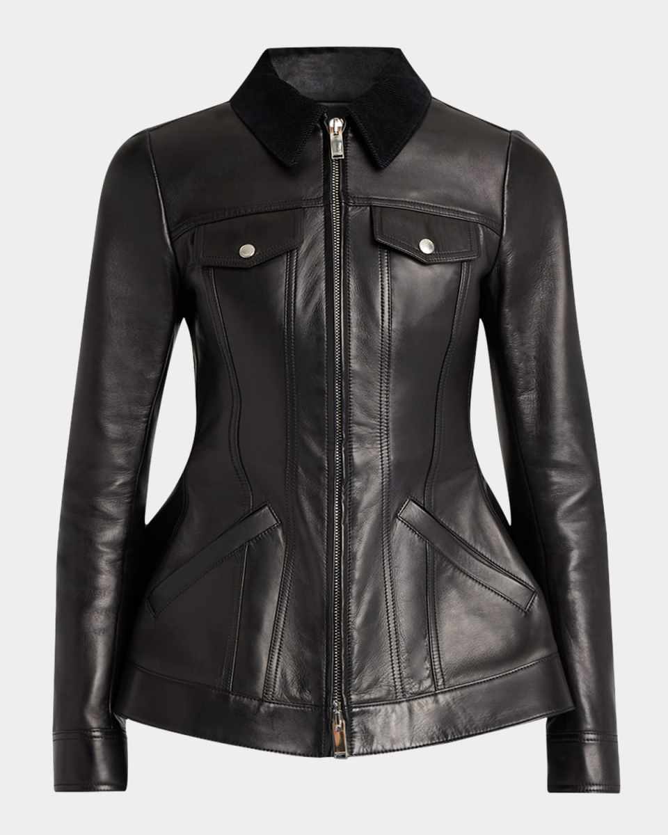 Leather Bird Peplum Jacket